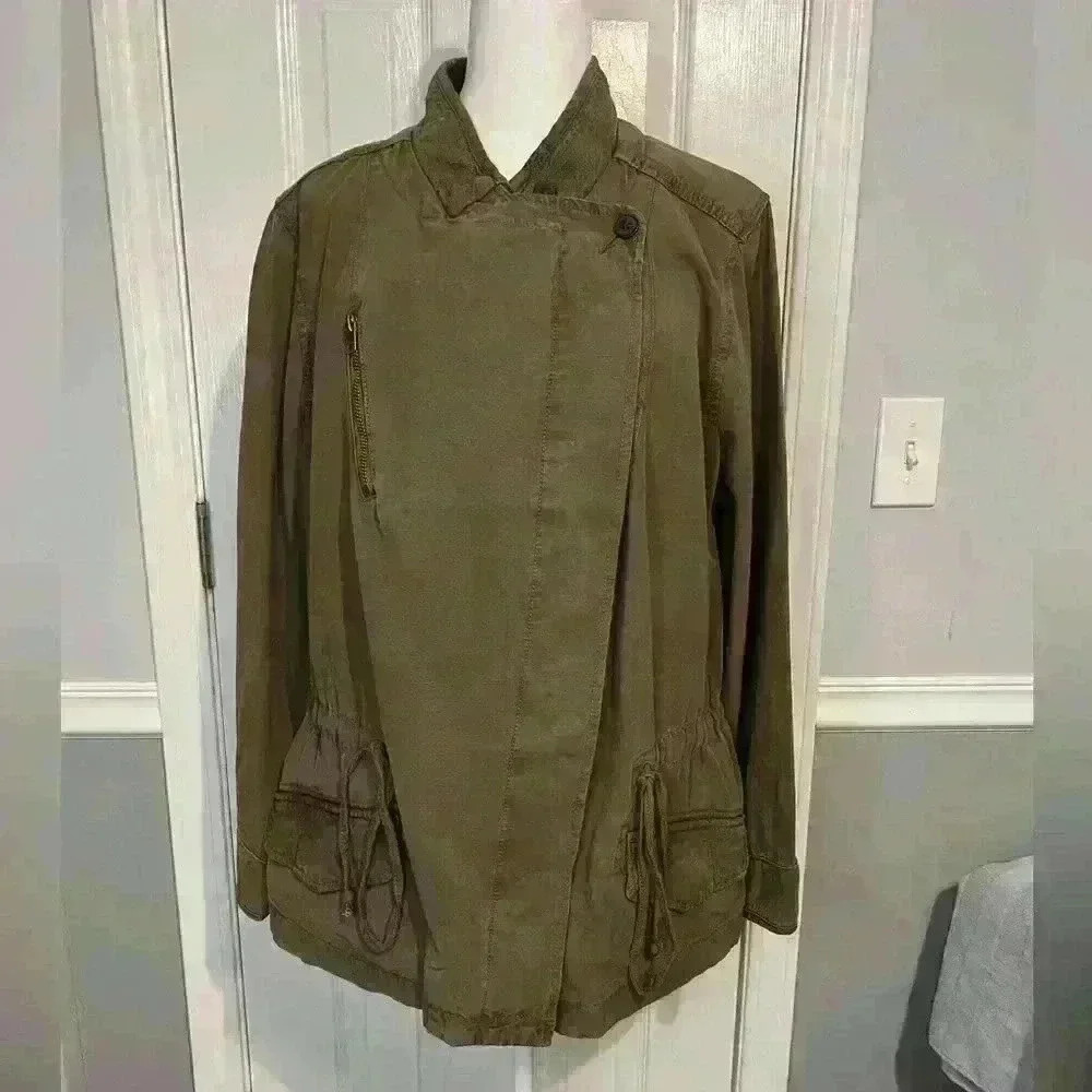 Lucky Brand *NWT* Women's 1X Green Button Up Waist Tie W/‎ Pockets Heavy Jacket